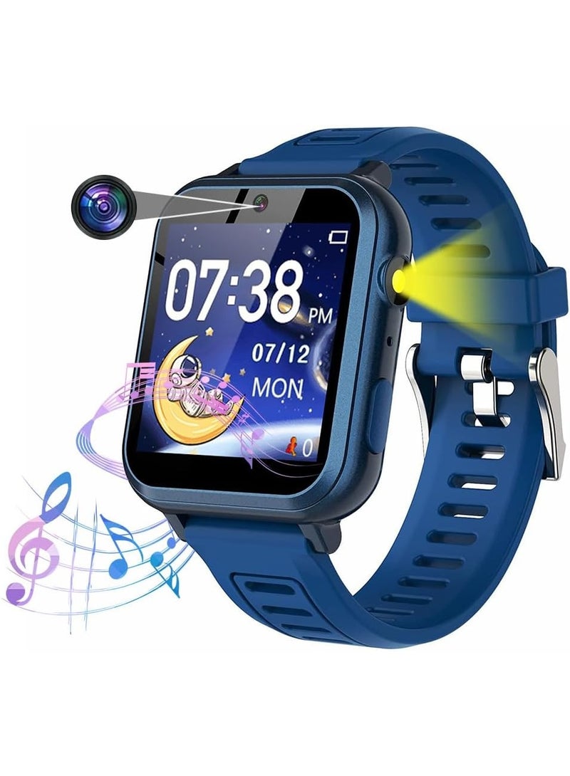ZAICA Smart Watch for Kids with HD Touch Screen Video Camera Games Music Player Pedometer Alarm Flashlight 12 24 Hour Format No SIM Card Needed for Boys Girls Ages 5 to 12 Blue - Image 1