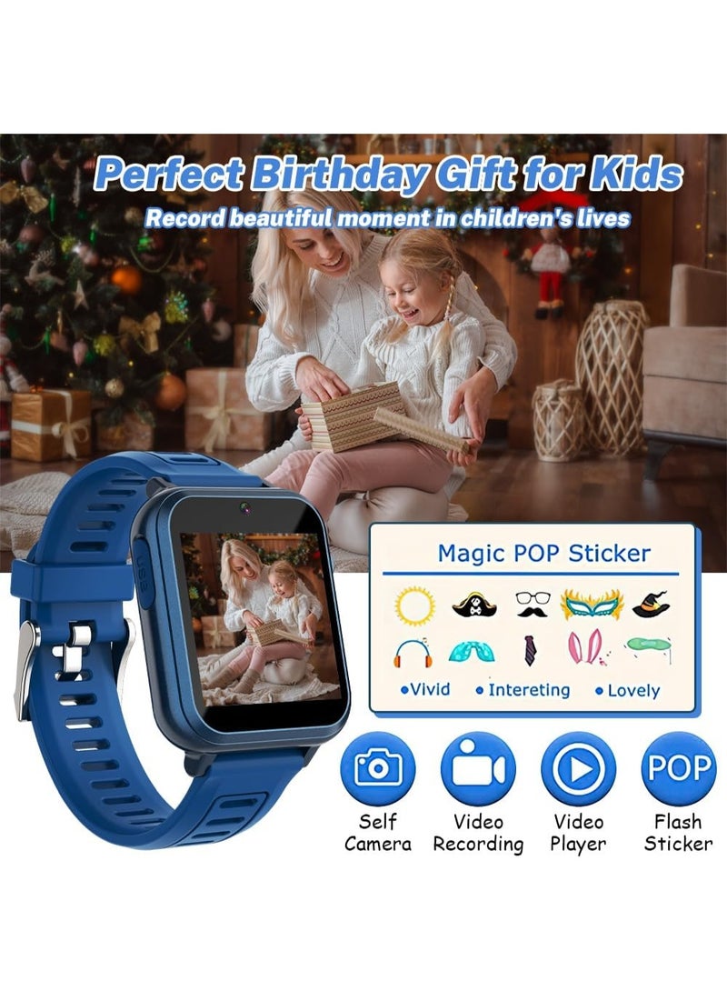 ZAICA Smart Watch for Kids with HD Touch Screen Video Camera Games Music Player Pedometer Alarm Flashlight 12 24 Hour Format No SIM Card Needed for Boys Girls Ages 5 to 12 Blue - Image 4