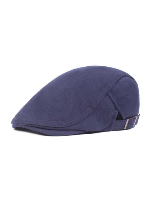 Woolen Cap Beret Literary Retro Adjustment Button Navy Blue