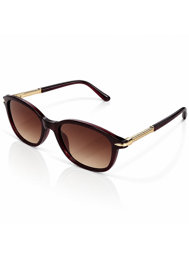 Women's Dark Burgundy Full Rim Sunglasses with Brown Gradient Lenses