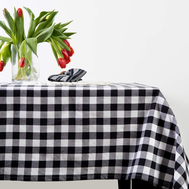 قطن كرافت Cotton Craft Contryside Classic Gingham Buffalo Check plaid tableoth- premium cotton- alloween Harvest Autumn Fall Holdgiving عيد الميلاد عيد الميلاد الاحتفال الاحتفال الاحتفالي- 60x102 أسود - Image 4