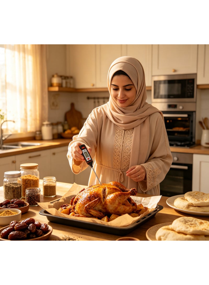 ميزان حرارة طعام رقمي بإبرة، مقياس درجة حرارة اللحوم من الفولاذ المقاوم للصدأ قراءة سريعة، تحويل مئوية وفهرنهايت للخبز والشواء وحليب الرضيع، هدية أساسية عملية للمطبخ لرمضان - Image 5