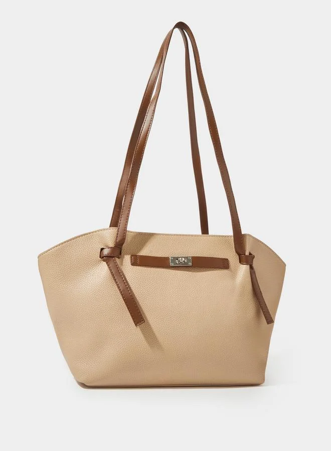 Khaki Tote Bag with Contrast Straps