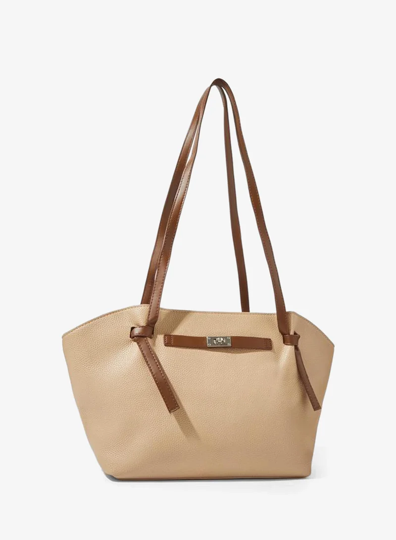 Khaki Tote Bag with Contrast Straps