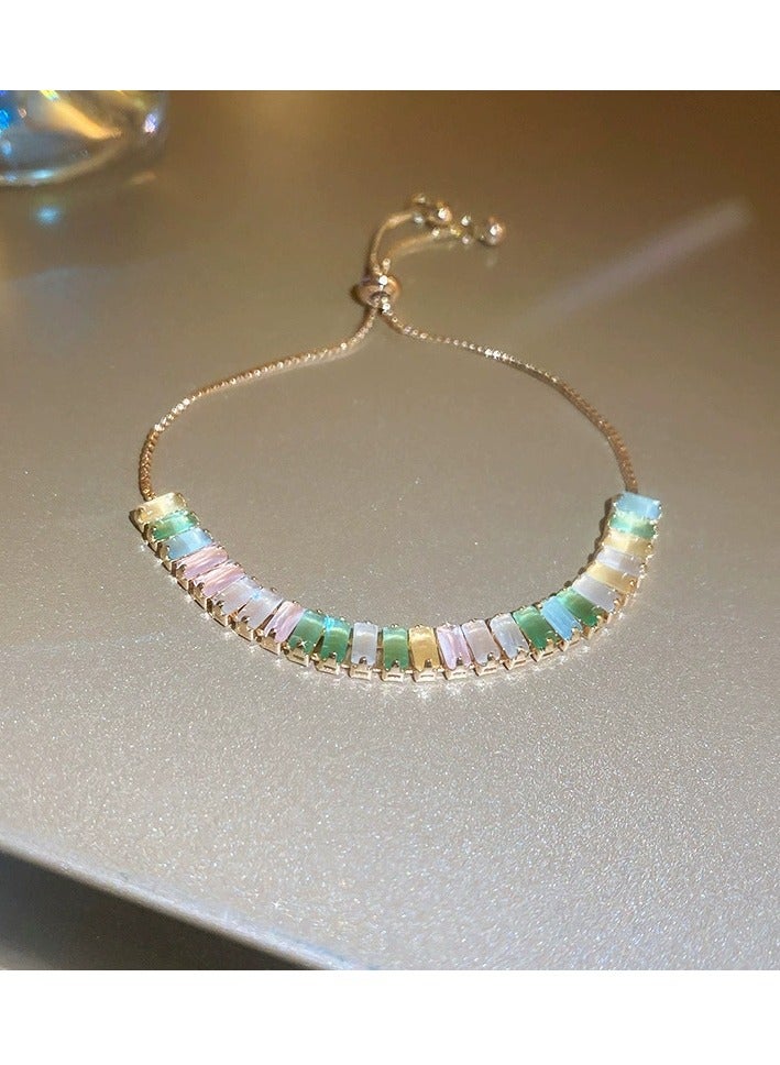 بيوينتي سوار من الزركونيا المطلية بالذهب مع زهرة الميكا، فاخر، جميل، مناسب للاستخدام اليومي، متعدد الاستخدامات