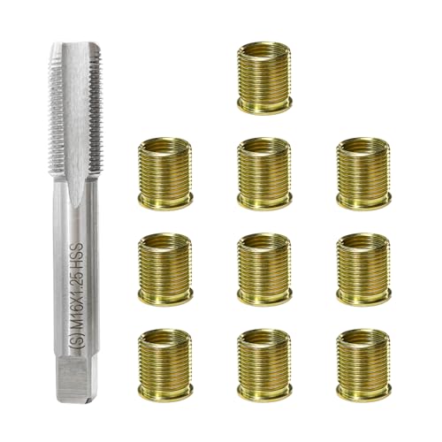 SHMZK 11 PCS Spark Plug Thread Repair Kit M14125 Inserts and M16125 Tap Spark Plug Rethreading Set Stainless Steel Thread Repair Tool Kit for Automotive Gasoline Engines Generators - Image 1