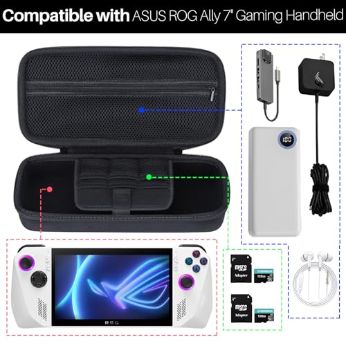 Lebakort Storage Case Compatible with ASUS ROG Ally X / ASUS ROG Ally Z1 / ASUS ROG Ally Z1 Extreme Gaming Handheld Console and Accessories (Black Case) - Image 3
