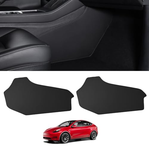BASENOR 2025 Upgrade Center Console Side Anti-Kick Mats for Tesla Model Y 2020-2024 Waterproof & Dust Resistant Protector Cover Leather Pad Model Y Interior Accessories 2PCS - Image 1