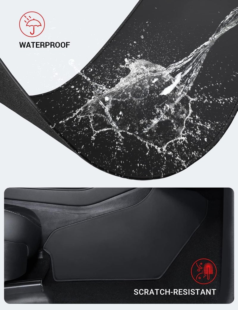 BASENOR 2025 Upgrade Center Console Side Anti-Kick Mats for Tesla Model Y 2020-2024 Waterproof & Dust Resistant Protector Cover Leather Pad Model Y Interior Accessories 2PCS - Image 4