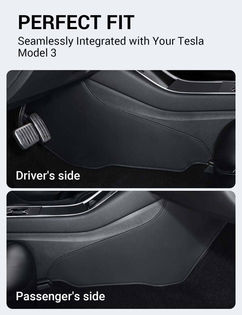 BASENOR 2025 Upgrade Center Console Side Anti-Kick Mats for Tesla Model Y 2020-2024 Waterproof & Dust Resistant Protector Cover Leather Pad Model Y Interior Accessories 2PCS - Image 2