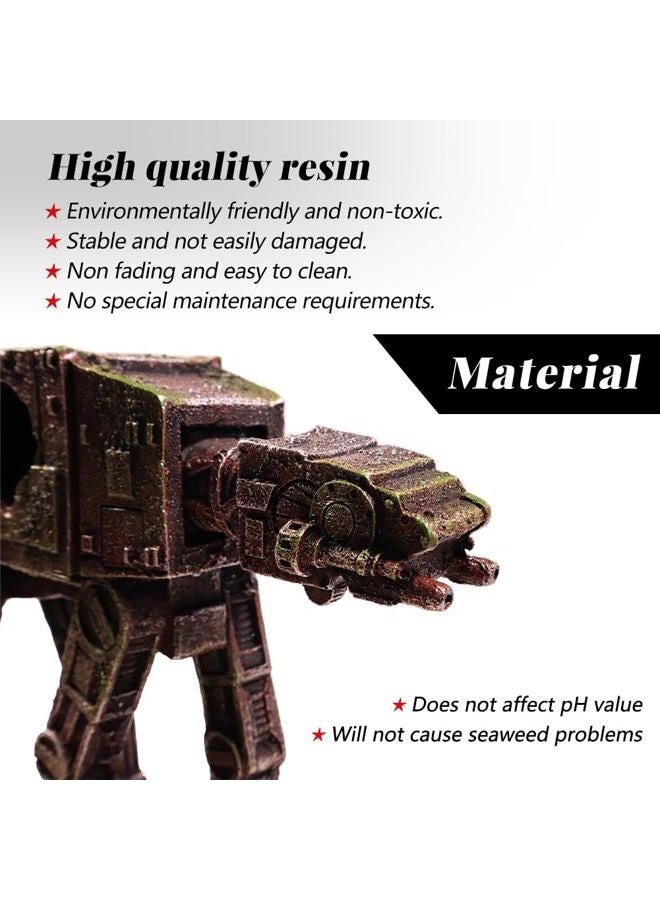 PTFJZ Fish Tank Decorations at-at of Star Wars Aquarium Decorations Betta Fish Tank Accessories for Sleep Rest Hide and Play (M) - Image 2