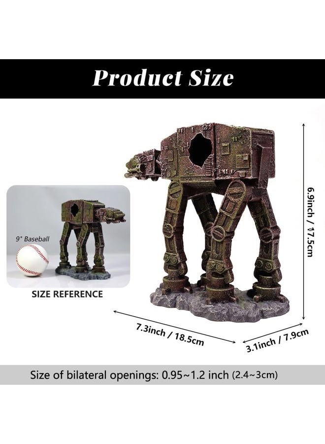 PTFJZ Fish Tank Decorations at-at of Star Wars Aquarium Decorations Betta Fish Tank Accessories for Sleep Rest Hide and Play (M) - Image 3