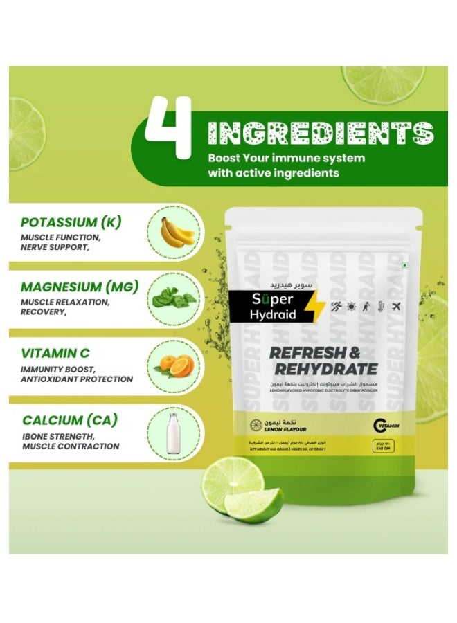 Super Hydraid Refresh & Rehydrate Lemon Flavoured Sachets 10 x 21g - Image 4