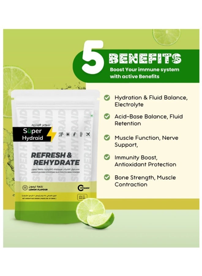 Super Hydraid Refresh & Rehydrate Lemon Flavoured Sachets 10 x 21g - Image 5