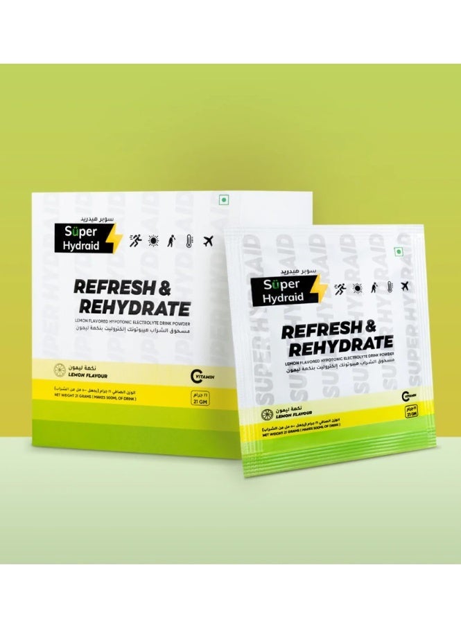 Super Hydraid Refresh & Rehydrate Lemon Flavoured Sachets 10 x 21g - Image 2