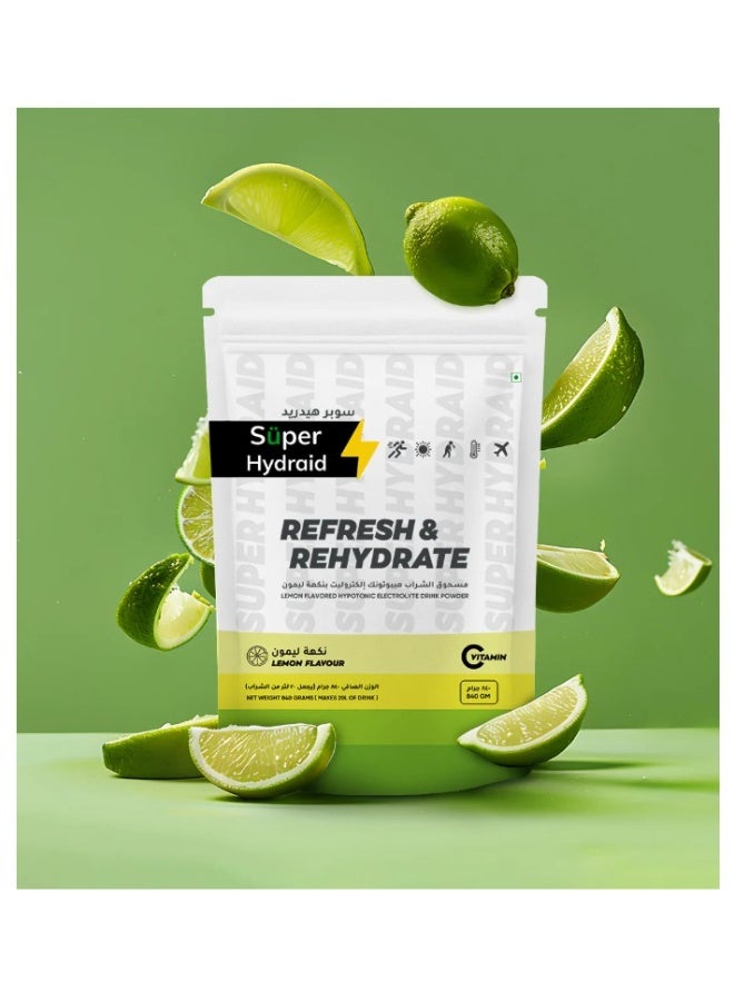 Super Hydraid Refresh & Rehydrate Lemon Flavoured Sachets 10 x 21g - Image 1