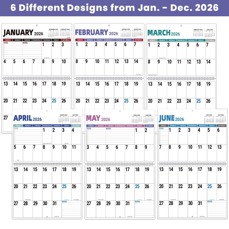 Artfan 2026 Wall Calendar - 2026 Large Wall Calendar, Jan. 2026 - Dec. 2026, 14.7'' x 23.2''(Open), Big Calendars 2026, 12 Months Jumbo Large Print 2026 Calendar, 14.7'' x 11.6''(Close), Twin-Wire Binding - Image 2