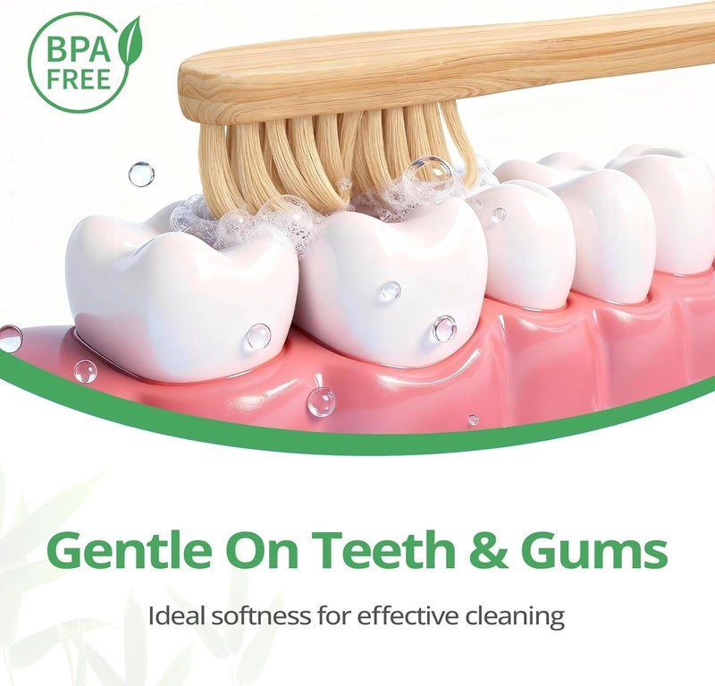 genkent Bamboo Toothbrushes 12 Pack Natural Toothbrushes BPA Free Soft Bristles Toothbrush Eco Friendly Charcoal Toothbrush for Travel - Image 2