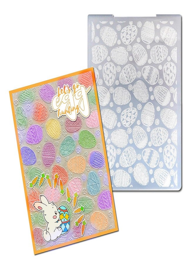 Arbuya Easter Eggs Background Plastic Embossing Folders for Card Making Spring Eggs Embossing Folder for Scrapbooking Pages Paper Crafting Clay Decoration - Image 1