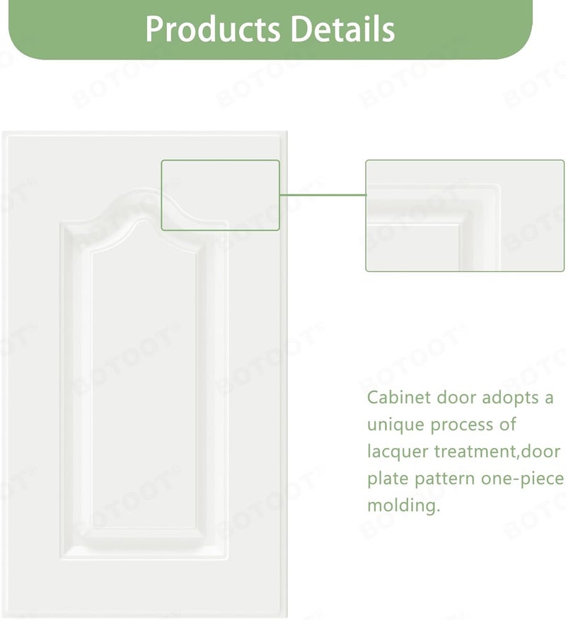 BOTOOT Built-in Cabinet Doors - Semicircular Cabinet Replacement Doors for Kitchen, Living Room, Bedroom, Bathroom and Other Scenarios - 22.5 Inch High (White, 13.25 Inches Wide) - Image 2