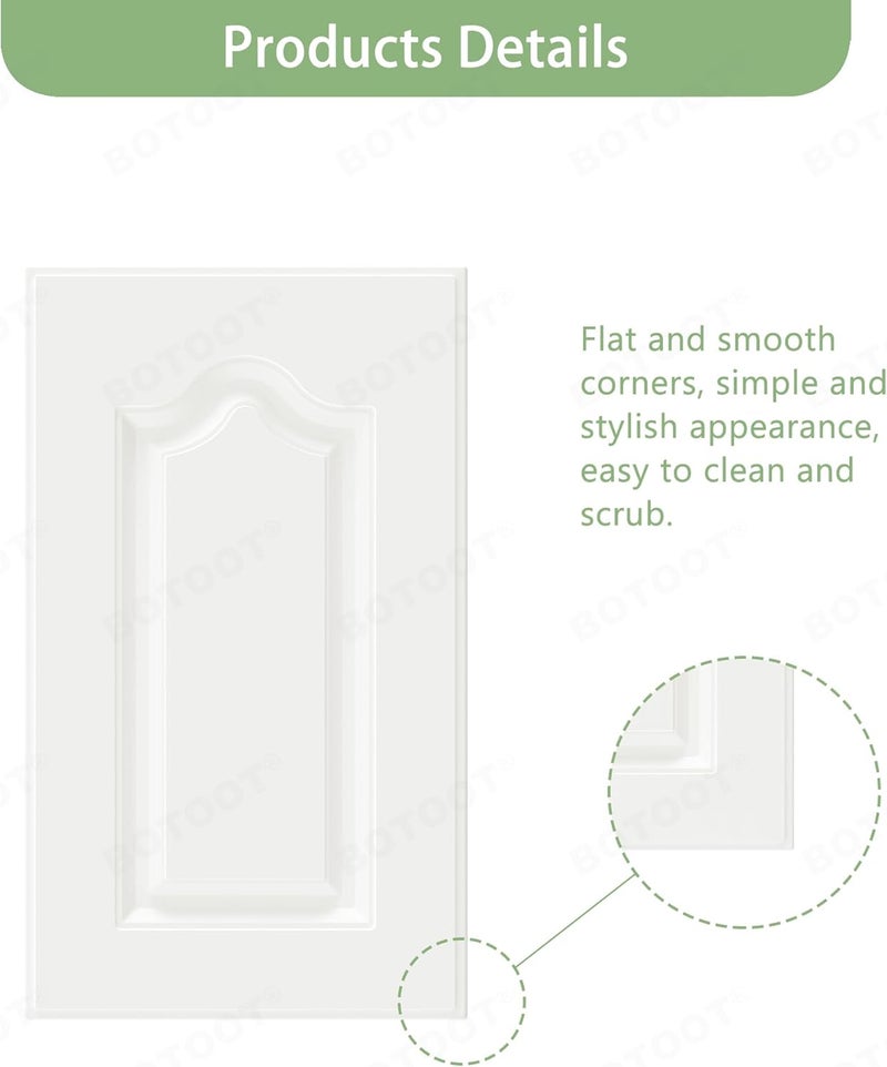 BOTOOT Built-in Cabinet Doors - Semicircular Cabinet Replacement Doors for Kitchen, Living Room, Bedroom, Bathroom and Other Scenarios - 22.5 Inch High (White, 13.25 Inches Wide) - Image 3