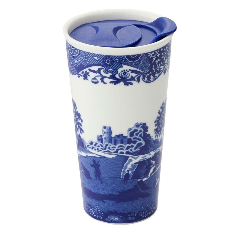 Spode Blue Italian Travel Mug | Made of Porcelain | Travel Tumbler for Coffee and Tea | Hot Water Cup | Dishwasher and Microwave Safe (12 oz) - Image 1