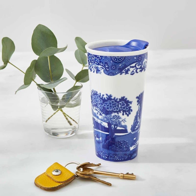 Spode Blue Italian Travel Mug | Made of Porcelain | Travel Tumbler for Coffee and Tea | Hot Water Cup | Dishwasher and Microwave Safe (12 oz) - Image 4