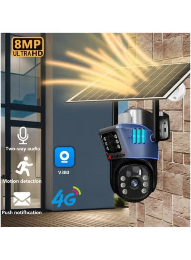 JAJEEK 4G Wireless Solar Security Camera with Dual Lens & Dual Screen – Battery-Powered Outdoor CCTV Camera with Motion Detection, Night Vision, Auto Tracking & Real-Time Alerts – Weatherproof Smart Surveillance with Remote Monitoring via Mobile App - Image 2