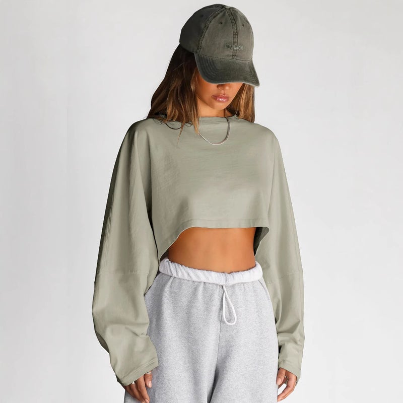 2024 Navel Crewneck Sweater Women'S Short Sports Base Shirt T-Shirt Knitted Shirt Long Sleeve Top - Image 3