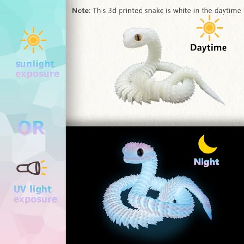 UXBSTM 12in 3D Printed Snake Toys Flexible 3D Printed Animal Fidget ADHD Snake Toys Perfect Desk Pet for Animal Collectors Halloween Decor Christmas Toy 2025 - Image 5