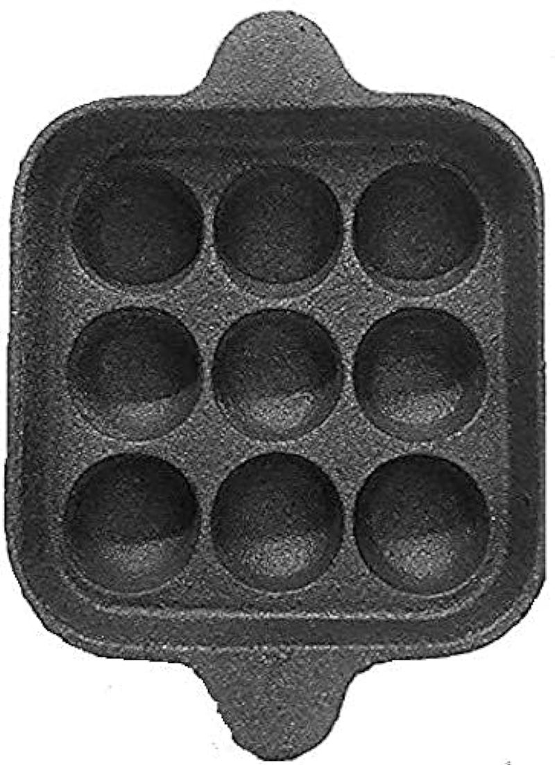 Bharath Agencies Cast Iron 9 Cavity Pan (Black) - Image 1