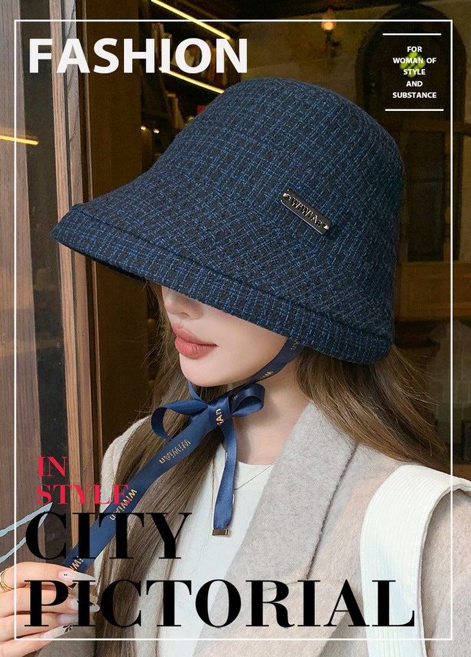 Fedora Hat Women Autumn Winter Plaid  Painter Hat - Image 2