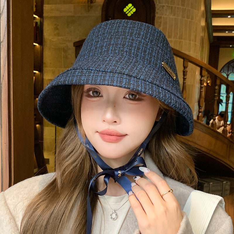 Fedora Hat Women Autumn Winter Plaid  Painter Hat - Image 1