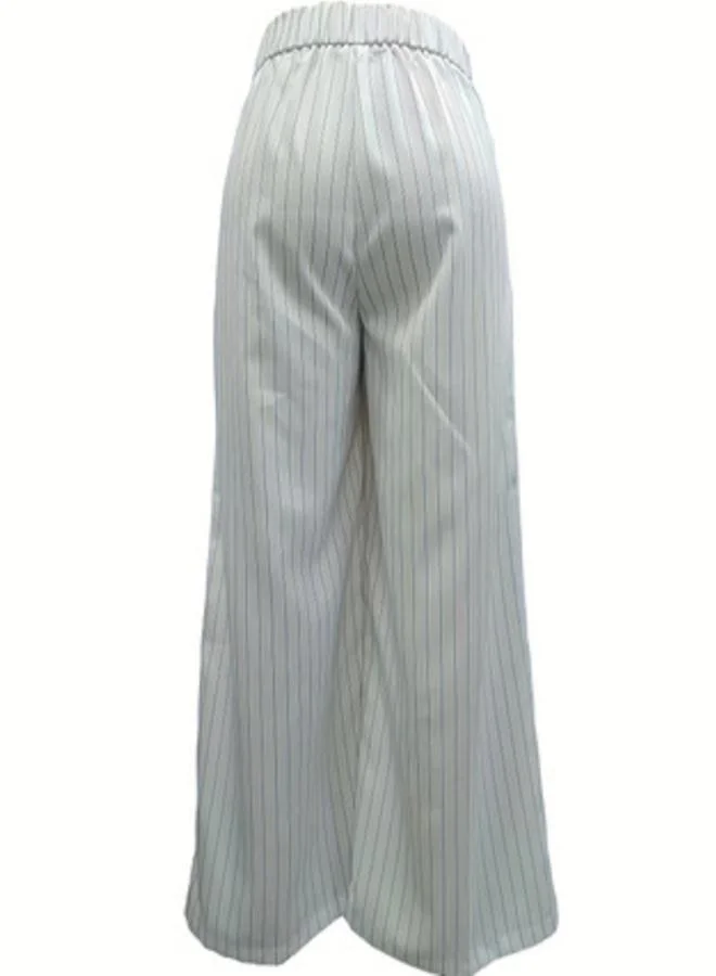 Take Two  White Striped High Rise Wide Leg Pants for Women | Best Price UAE