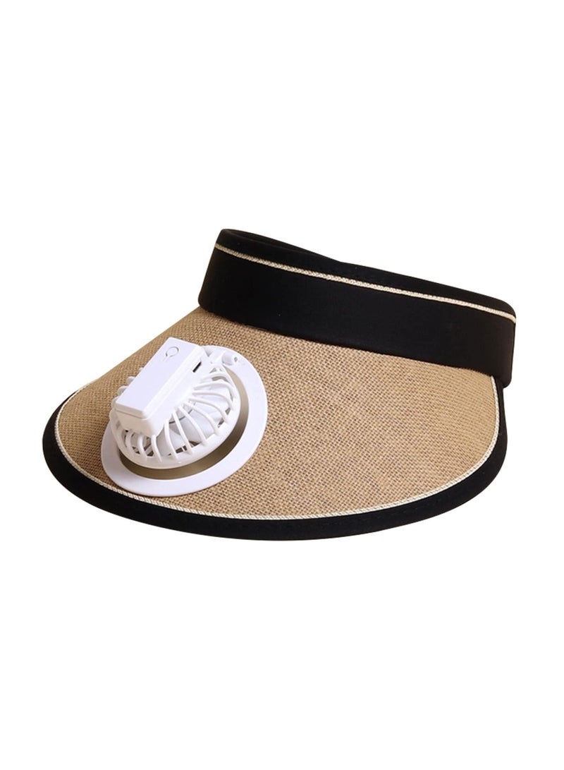 SYOSI Sun Visor Hats with Fan, UPF 50+ Visor with Built-in Fan 2 in 1 Fan Visor Hat Outdoor Cooling Hat Portable Fan Hat Adjustable Visor Fan Sun Protection Hat with 3 Temp Modes for Women Travel - Image 1