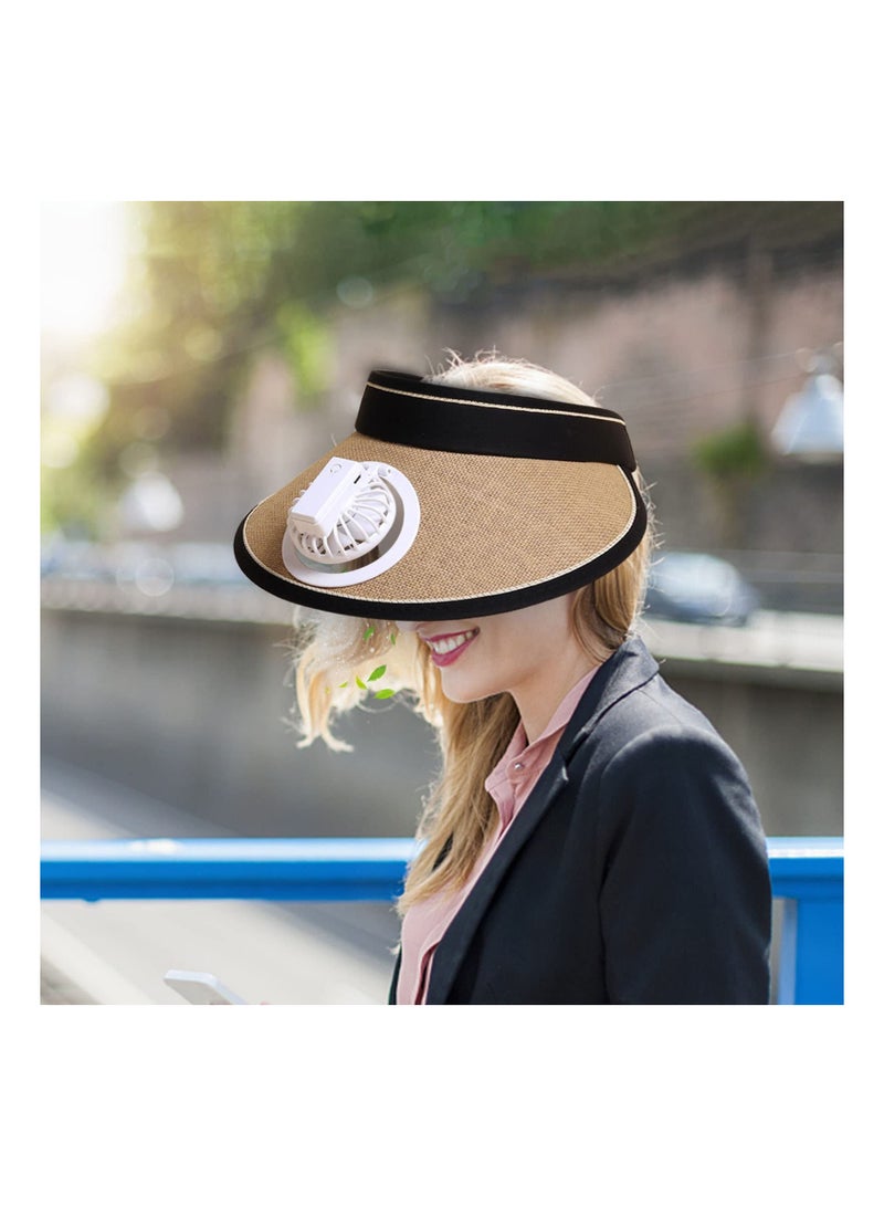 SYOSI Sun Visor Hats with Fan, UPF 50+ Visor with Built-in Fan 2 in 1 Fan Visor Hat Outdoor Cooling Hat Portable Fan Hat Adjustable Visor Fan Sun Protection Hat with 3 Temp Modes for Women Travel - Image 5