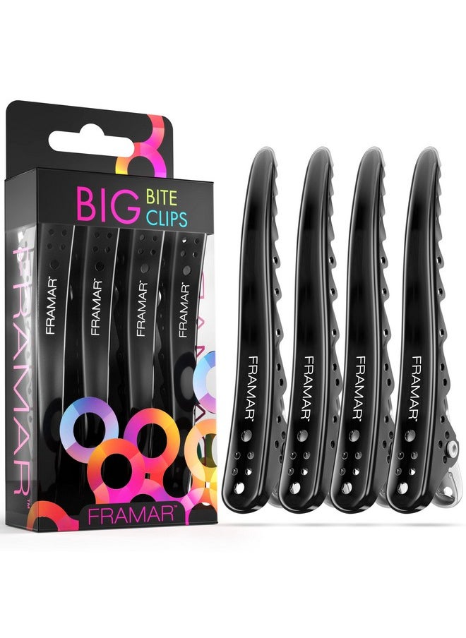framar Black Big Bite Clips Set Of 4 Professional Hair Clips Hair Clips For Styling Clips For Hair Metal Hair Clips Extra Grip & Durable  - Image 2