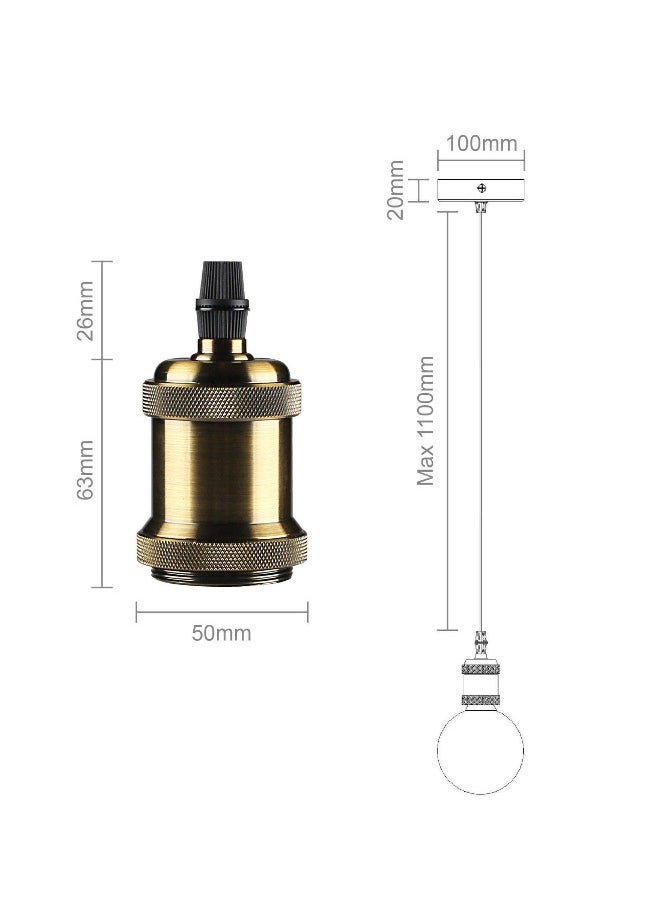 Ceiling Pendant & Lamp Holder, Metal Pendant Light Fitting, E27 Lamp Holder, Fitting Set with Braided Fabric Cable (Bronze)  - Image 3