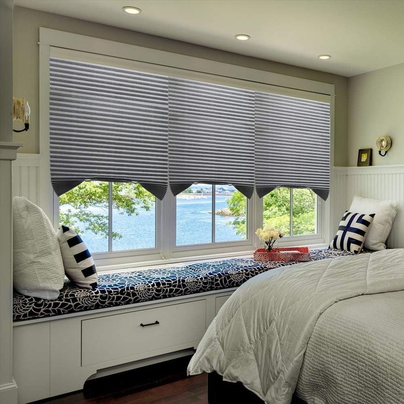 LUCKUP 2 Pack Cordless Light Filtering Pleated Fabric Shade,Easy to Cut and Install, with 4 Clips (36"x72"- 2 Pack, Grey) - Image 5