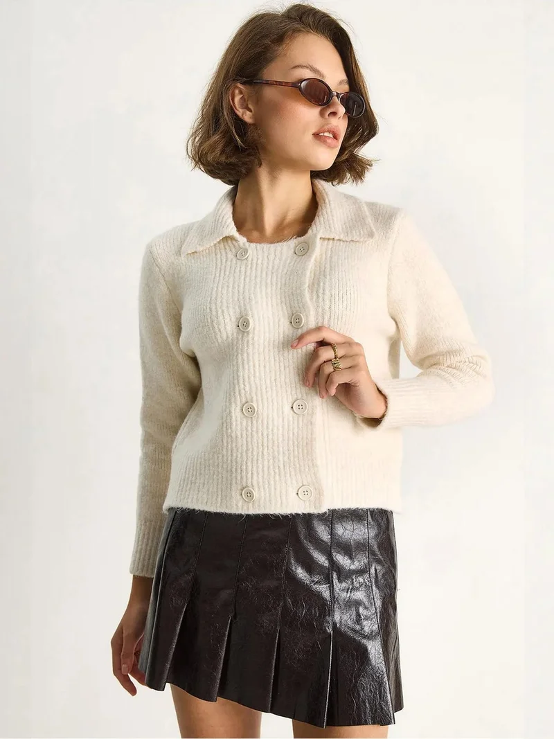 بيانكو لوتشي كارديجان محبوك مضلع من لوتشي