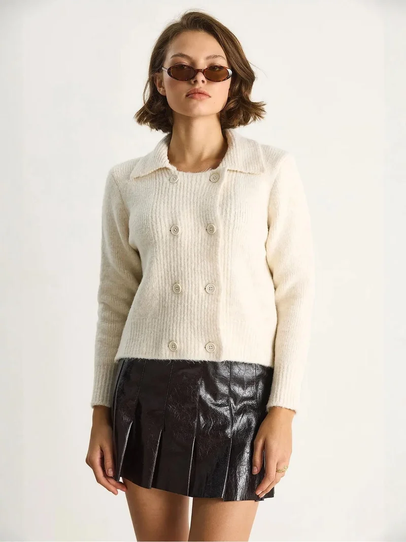 بيانكو لوتشي كارديجان محبوك مضلع من لوتشي