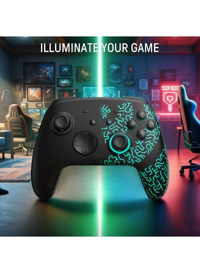 FUNLAB FUNLAB Switch Pro Controller Wireless Compatible with Switch/OLED/Lite, Firefly Bluetooth Remote Gamepad with Hall Effect Joysticks/RGB 7 LED Colors/Paddle/Turbo/Motion Control  - Image 2