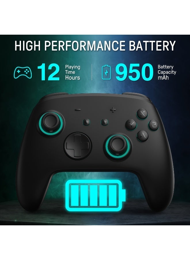 FUNLAB FUNLAB Switch Pro Controller Wireless Compatible with Switch/OLED/Lite, Firefly Bluetooth Remote Gamepad with Hall Effect Joysticks/RGB 7 LED Colors/Paddle/Turbo/Motion Control  - Image 4