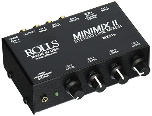 Rolls MX51S Mini Mix 2 Four-Channel Stereo Line Mixer Black - Image 4