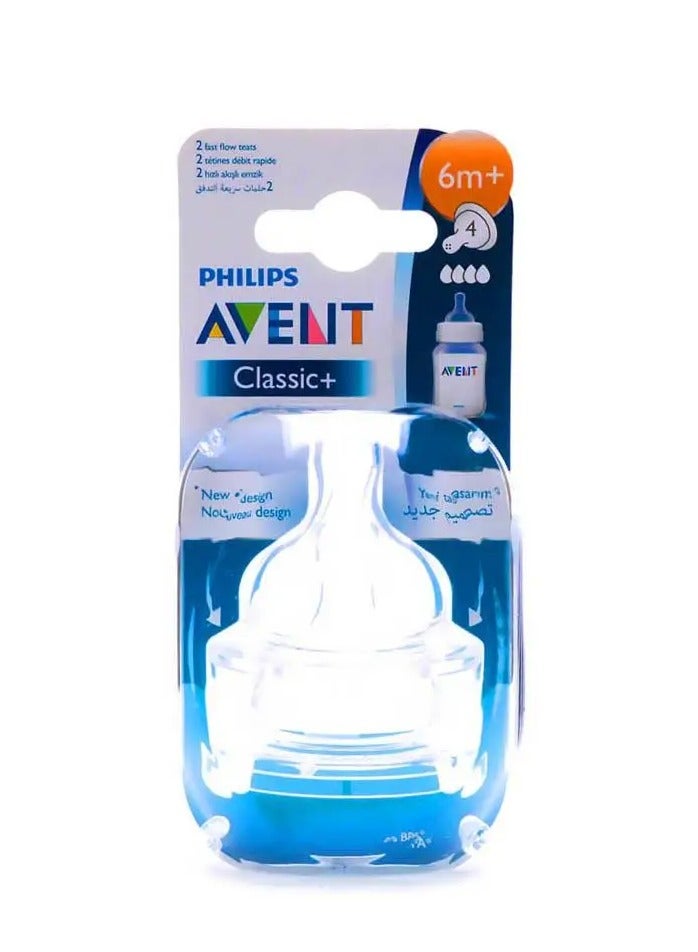 Philips Avent Silicon Teats 4 Hole 2's