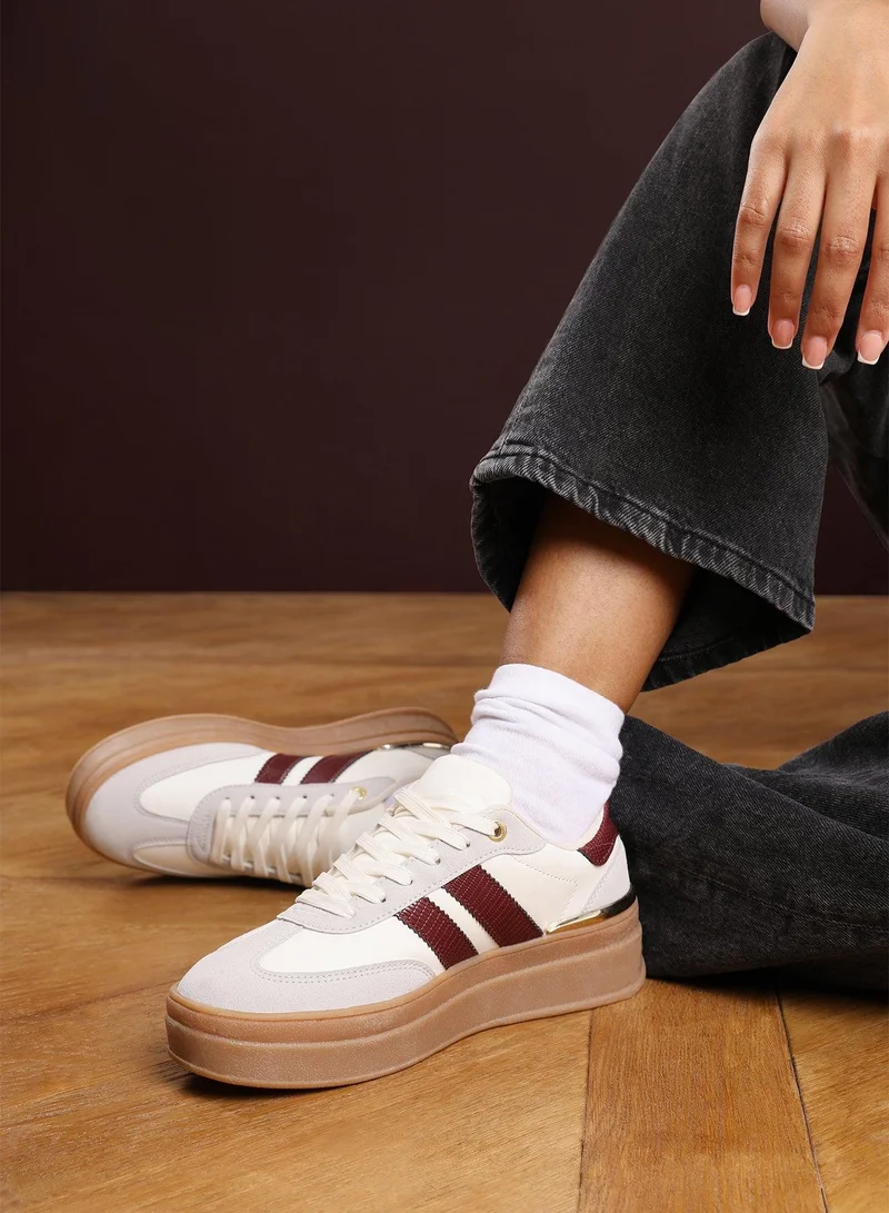 Where's That From 'Brisa' Platform Lace Up Trainers with Side Stripes