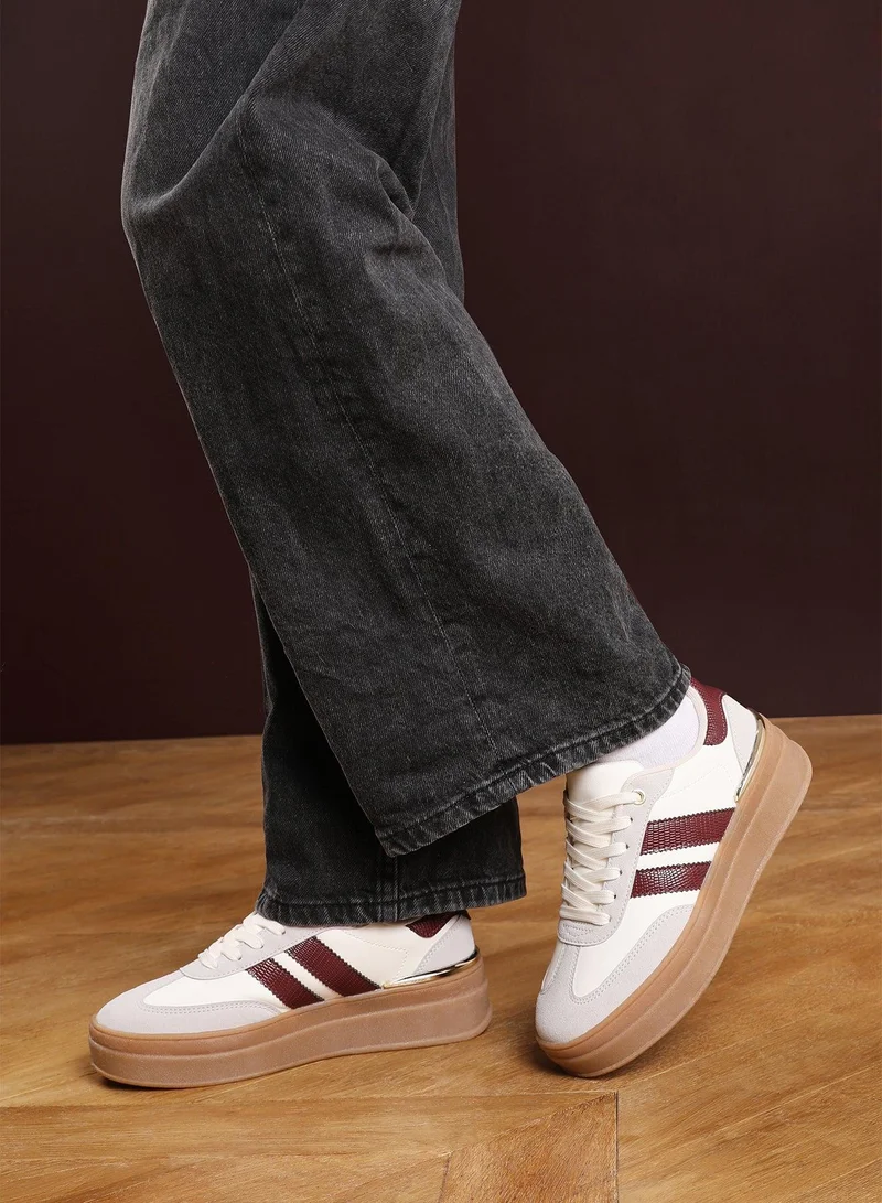 Where's That From 'Brisa' Platform Lace Up Trainers with Side Stripes