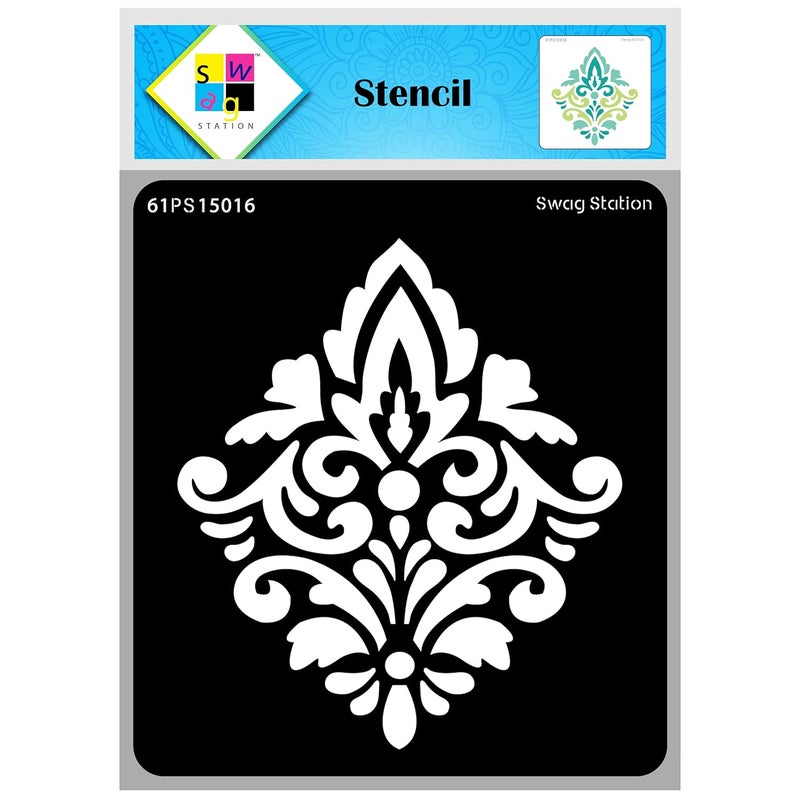 SWAGSTATION Layered Stencil for Art and Craft Indian Motif 6x6 Inches Stencil for Painting Reusable Template Embossing Home Decoration Wall Painting Art Journal Stencils for Fabric Painting