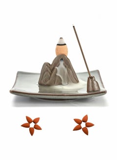 Incense Holder, Incense Waterfall Burner, Ceramic Incense Holder for Sticks, Cones, Sticks Ash Catcher Tray, Home Decor Accessories, Yoga Meditation Incense Holder (Mountain)