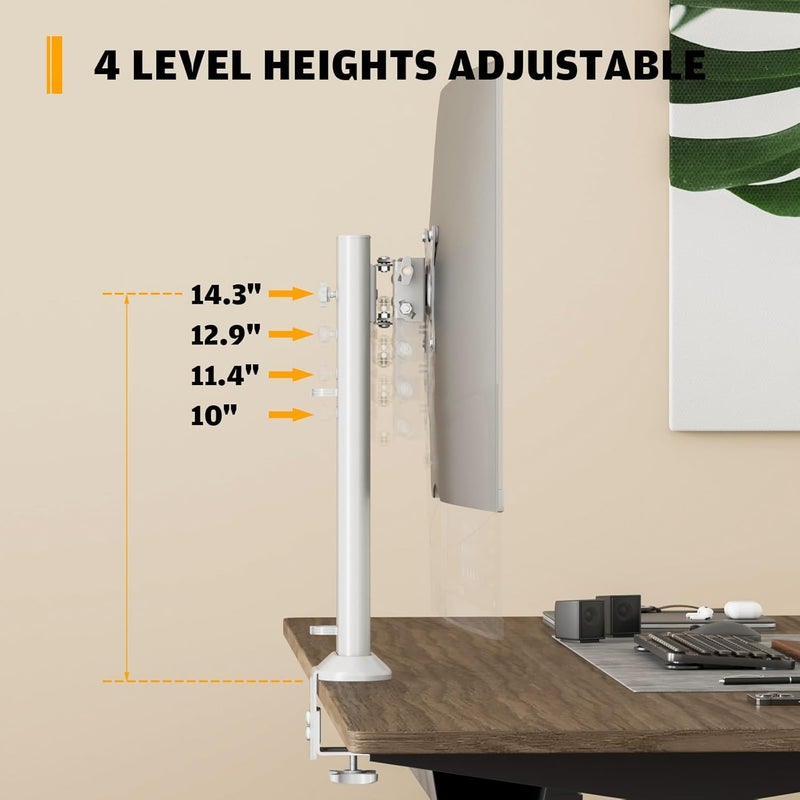 Hemudu Single Desk Monitor Arm Mount Fits 13" to 32" Flat Curved Computer Screens Swivel Height Adjustable Rotatable Holds up to 77lbs - Image 5